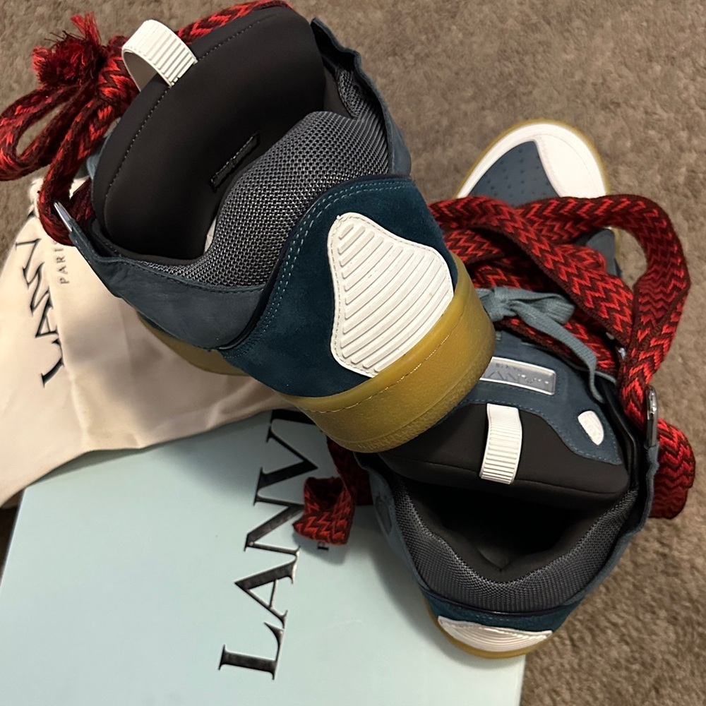 Lanvin Blue and Red High-Top Sneakers - Picture 4 of 6